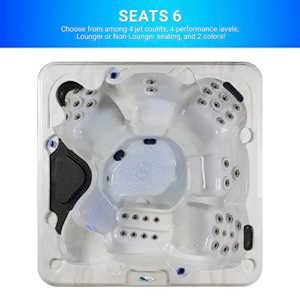 Essential-Hot-Tubs-Select-Series-40-Jet-6-Person-2023-Lounger-with-Adjustable-Massage-Features-240V-Redwood-Sterling-Silver-0-0