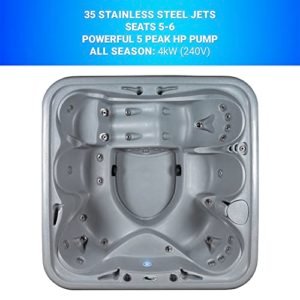 Essential-Hot-Tubs-Waterfront-EX-35-Jet-6-Person-Lounger-Spa-with-Massage-Features-240V-Gray-GraniteCharcoal-Gray-0-0