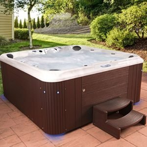 Essential-Hot-Tubs-Sanctity-80-Jets-Sterling-Silver-Shell-with-Espresso-Cabinet-Hot-Tub-0-0