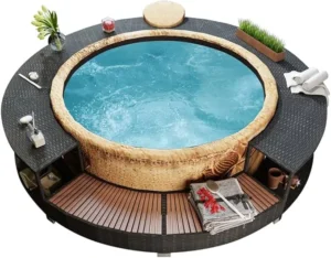 vidaXL Hot Tub Surround in Stylish Black Poly Rattan