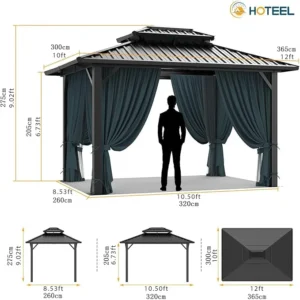 HOTEEL 10x12 Hardtop Gazebo Hot Tub Gazebo