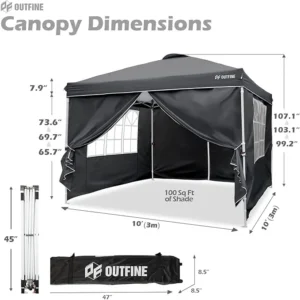 OUTFINE Canopy 10'x10' Pop Up Commercial Instant Gazebo Tent