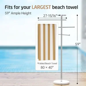 Natural Marble Outdoor Towel Rack with Weighted Base