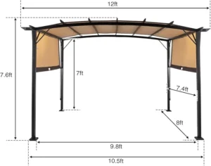 Outvita Patio Pergola, 8x12ft Arched Aluminum Gazebo