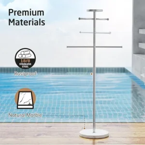 Natural Marble Outdoor Towel Rack with Weighted Base