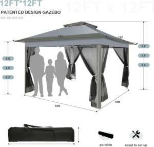 COBIZI 12x12 Pop up Gazebo on Clearance with Mosquito Netting & Sandbags