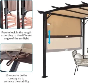 Outvita Patio Pergola, 8x12ft Arched Aluminum Gazebo