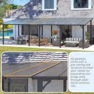 AECOJOY 10’ x 10’ Gazebo, Wall Mounted Gazebos