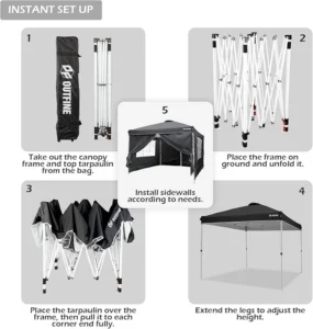 OUTFINE Canopy 10'x10' Pop Up Commercial Instant Gazebo Tent