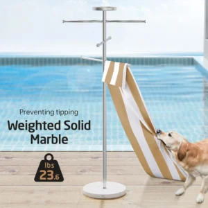 Natural Marble Outdoor Towel Rack with Weighted Base
