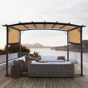 Outvita Patio Pergola, 8x12ft Arched Aluminum Gazebo
