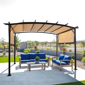 Outvita Patio Pergola, 8x12ft Arched Aluminum Gazebo