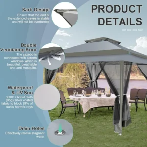 COBIZI 12x12 Pop up Gazebo on Clearance with Mosquito Netting & Sandbags