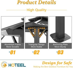 HOTEEL 10x12 Hardtop Gazebo Hot Tub Gazebo