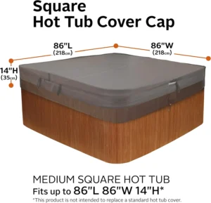 Classic Accessories Ravenna Water-Resistant 86 Inch Square Hot Tub Cover, Patio Furniture Covers