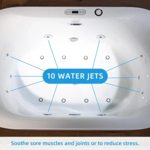WOODBRIDGE 59" x 31-1/2" Whirlpool Water Jetted and Air Bubble Freestanding Heated Soaking Combination Bathtub with LED control panel,BJ-100